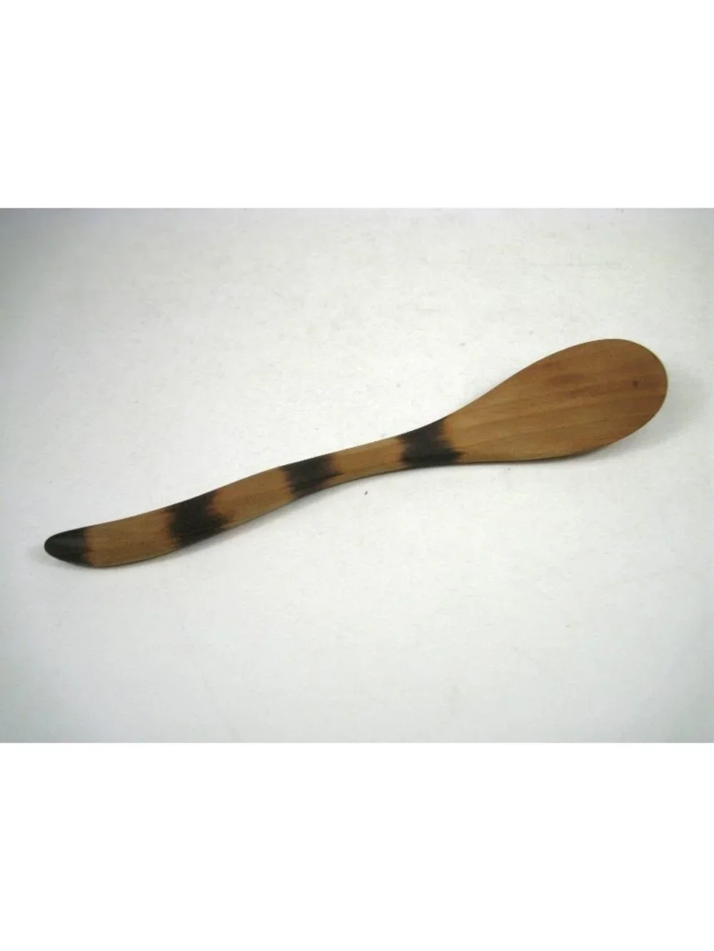 Handcrafted Wooden Spoon Burned Stripe Natural Finish Kitchen Tool Utensil 7 in